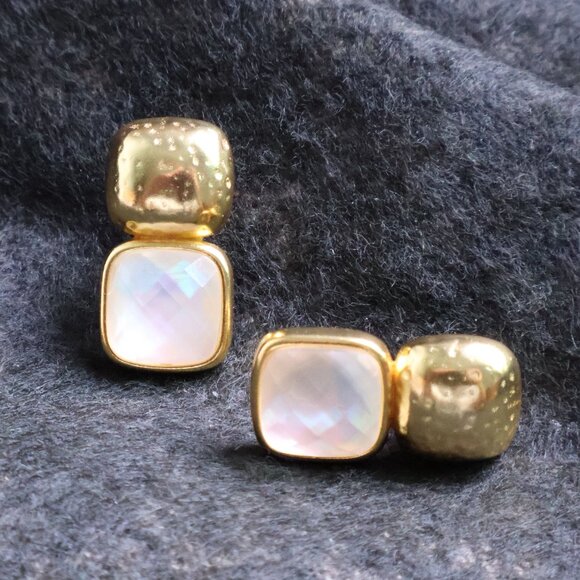 Julie Vos Catalina Gold Earrings Clear Crystal - Picture 2 of 2